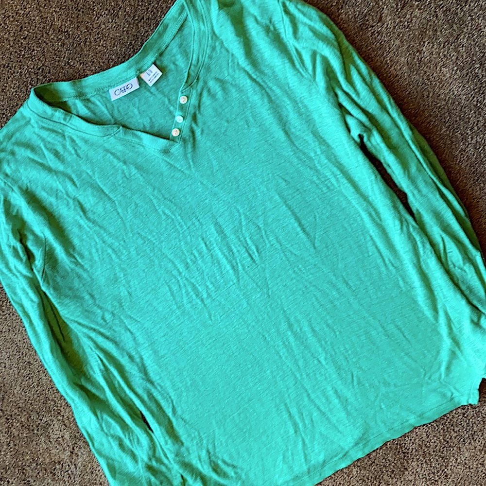 Cato Long Sleeve Linen Top▪️Sea Green▪️Medium